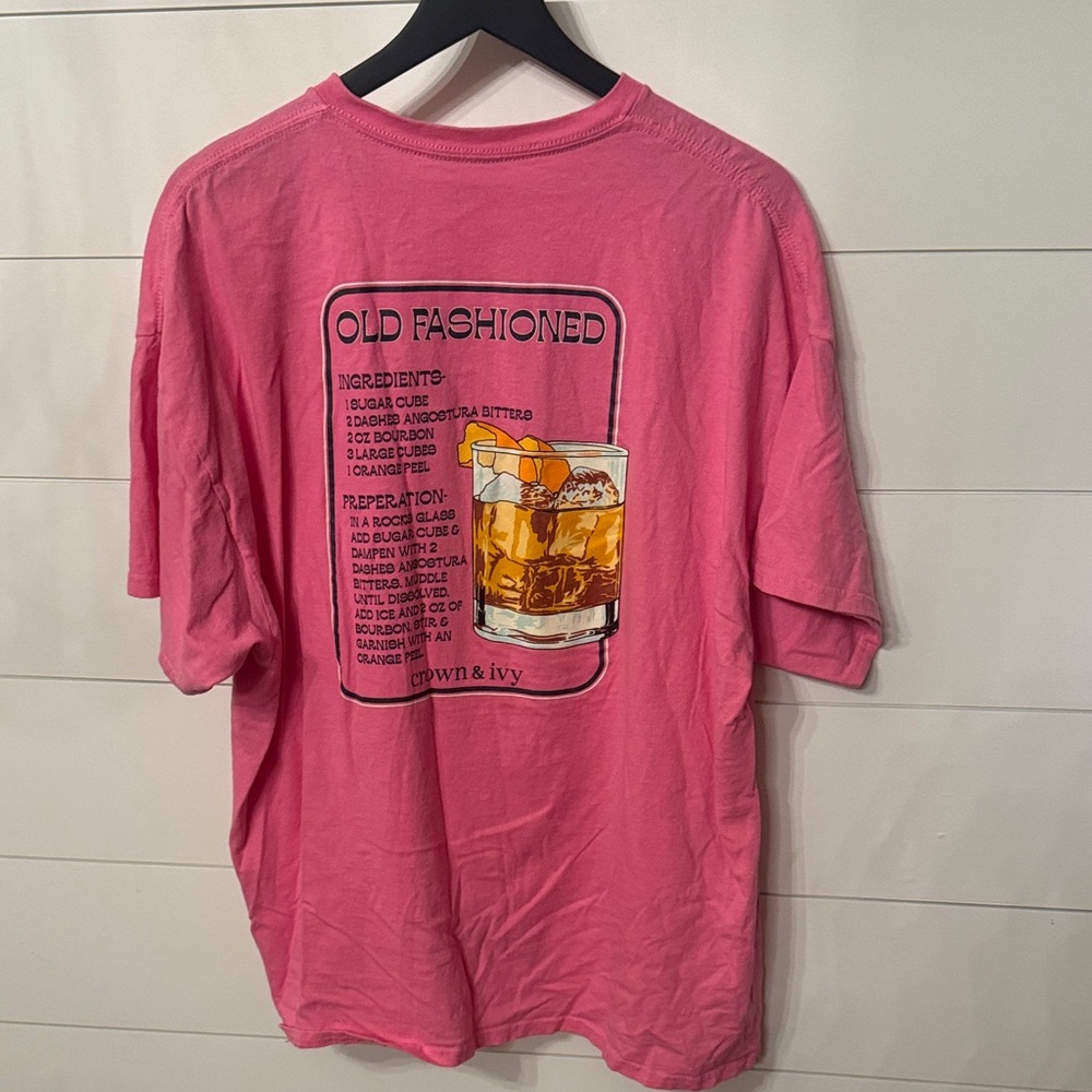 Crown & Ivy Pink Old Fashioned Graphic Tee